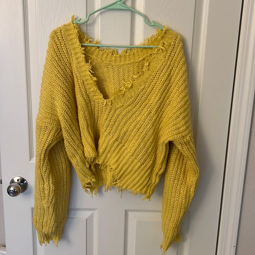 Wildfox yellow crop sweater